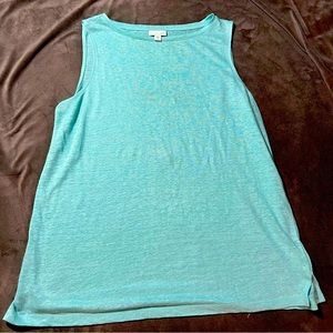 Women’s J. Jill Love Linen Tank in Blue sz M 100% Linen Sleeveless Top Comfy
